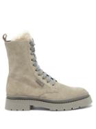 Brunello Cucinelli - Shearling And Suede Ankle Boots - Womens - Grey