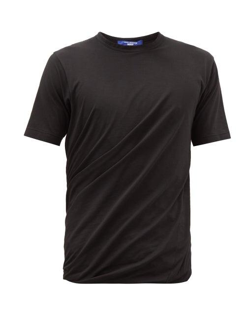 Junya Watanabe - Gathered Cotton-jersey T-shirt - Mens - Black