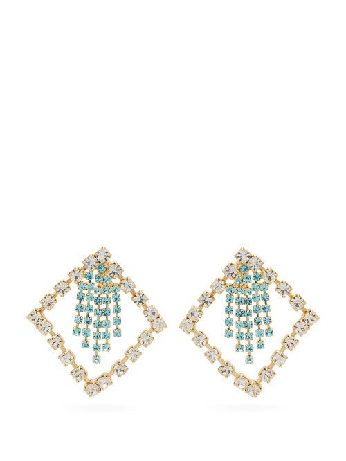 Matchesfashion.com Rosantica By Michela Panero - Divinita Crystal Embellished Earrings - Womens - Green