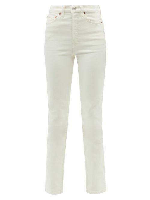 Ladies Rtw Re/done - 80s High-rise Slim-leg Jeans - Womens - Ivory