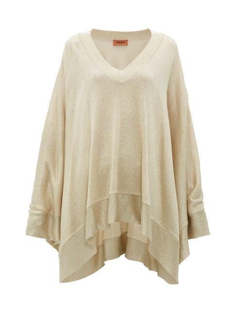 Matchesfashion.com Missoni - V Neck Metallic Poncho - Womens - Gold