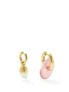 Ladies Jewellery Timeless Pearly - Mismatched Pearl & 24kt Gold-plated Hoop Earrings - Womens - Pink Multi