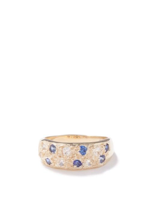 Bleue Burnham - Mini Riviera Sapphire & Crystal Recycled-gold Ring - Mens - Gold