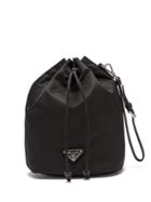 Prada Leather-trimmed Drawstring Nylon Wash Bag