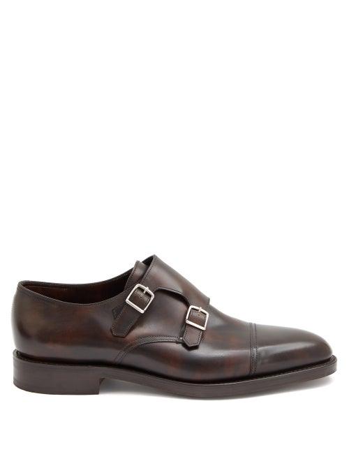Mens Shoes John Lobb - William Monk-strap Leather Shoes - Mens - Dark Brown