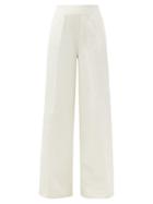 Matchesfashion.com Saloni - Walli High-rise Cotton-blend Wide-leg Trousers - Womens - Cream