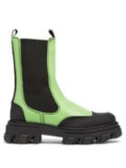 Ganni - Chunky Leather Chelsea Boots - Womens - Green