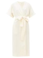 Matchesfashion.com Loup Charmant - Kichi Cotton-seersucker Wrap Dress - Womens - Cream