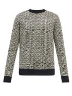 Mens Rtw Balmain - Monogram-jacquard Cotton-jersey Sweatshirt - Mens - Black