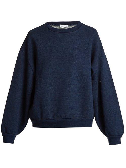 Matchesfashion.com Raey - Balloon Sleeved Denim Jersey Sweatshirt - Womens - Indigo