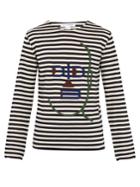 Comme Des Garçons Shirt Striped Long-sleeved Wool-blend Top
