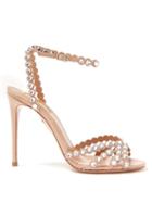 Matchesfashion.com Aquazzura - Tequila 105 Crystal Embellished Leather Sandals - Womens - Nude