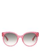 Matchesfashion.com Gucci - Round Frame Glitter Acetate Sunglasses - Womens - Pink
