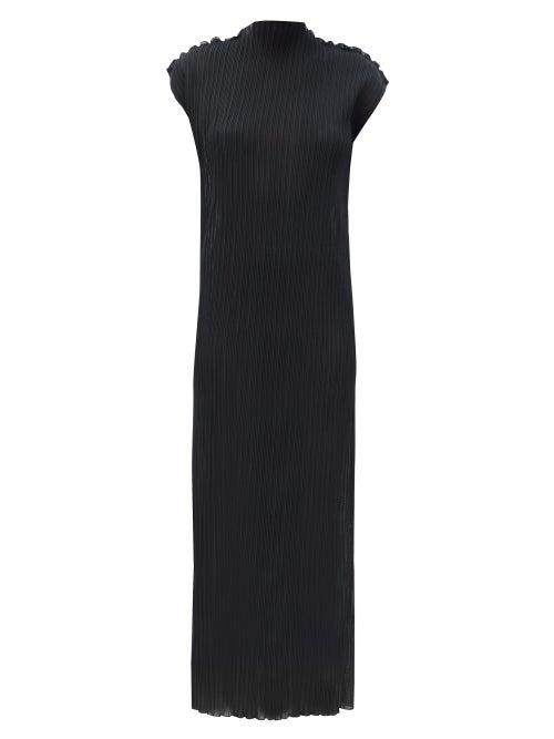 Matchesfashion.com Jil Sander - Translucent Pleated-jersey Dress - Womens - Black