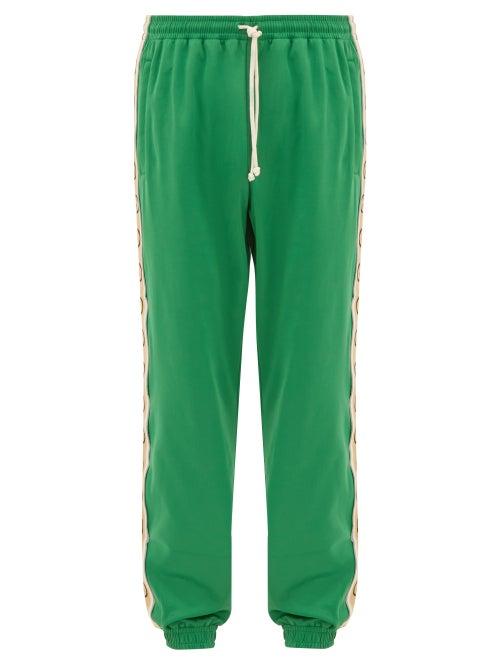 Matchesfashion.com Gucci - Gg-jacquard Side-stripe Technical Trackpants - Mens - Green