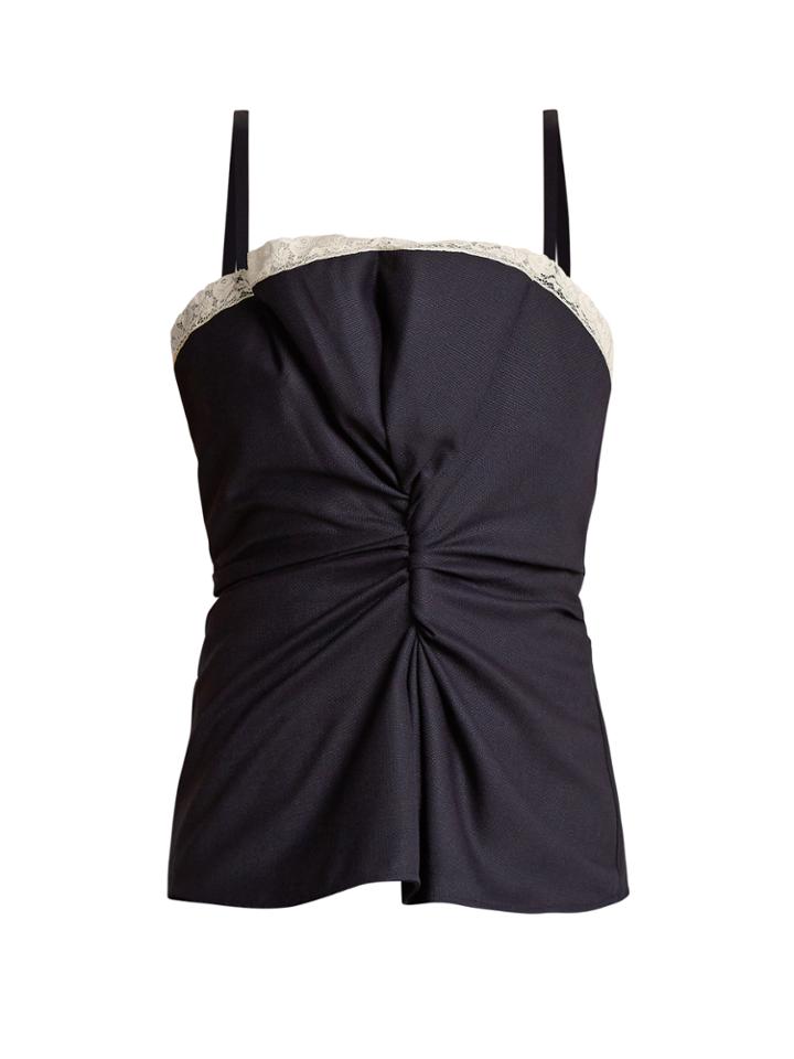Jacquemus Le Haut Rose Lace-trimmed Wool Cami Top