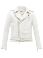 Matchesfashion.com Noir Kei Ninomiya - Chain-trimmed Leather Biker Jacket - Womens - White