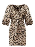 Matchesfashion.com Mara Hoffman - Coletta Abstract-print Cotton-voile Wrap Dress - Womens - Brown Multi