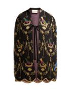 Matchesfashion.com Gucci - Volire Wool Blend Jacquard Cape - Womens - Black