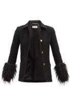 Saint Laurent - Faux Fur-trim Wool-blend Tweed Jacket - Womens - Black