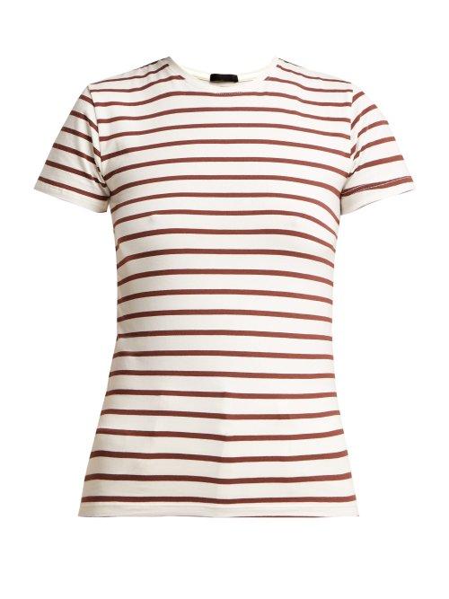 Matchesfashion.com Atm - Striped Cotton Blend T Shirt - Womens - Red Stripe