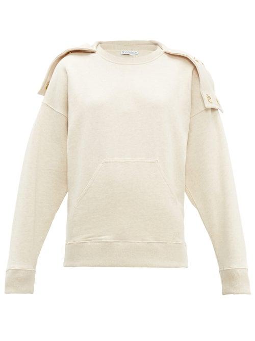 Matchesfashion.com Jw Anderson - Oversized Press Stud Hood Cotton Sweatshirt - Womens - Beige