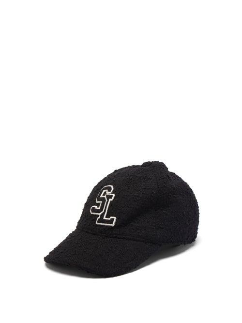 Saint Laurent - Logo-appliqu Wool-blend Boucl Tweed Cap - Womens - Black White