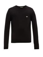 Matchesfashion.com Maison Kitsun - Fox Embroidered Virgin Wool Sweater - Mens - Black