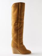Isabel Marant - Tilin 90 Suede Wedge Boots - Womens - Beige