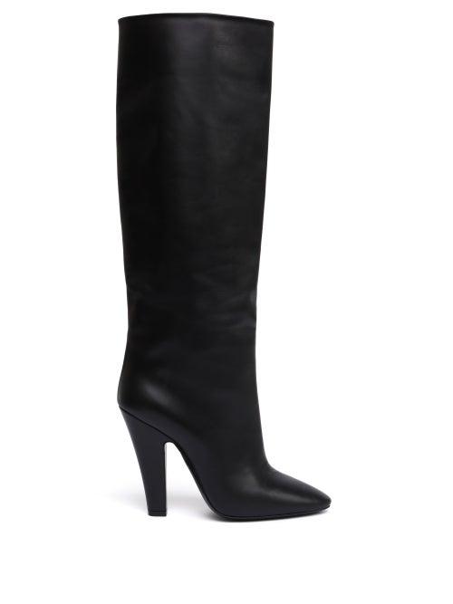 Saint Laurent - Koller Leather Knee-high Boots - Womens - Black