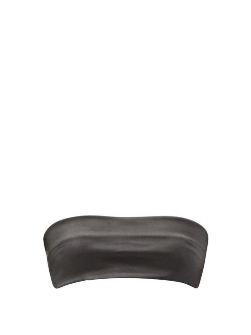 Matchesfashion.com Ann Demeulemeester - Leather And Cotton-blend Jersey Bandeau Top - Womens - Black