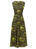 Matchesfashion.com Marine Serre - Tiger-print Stretch-jersey Midi Dress - Womens - Black Yellow