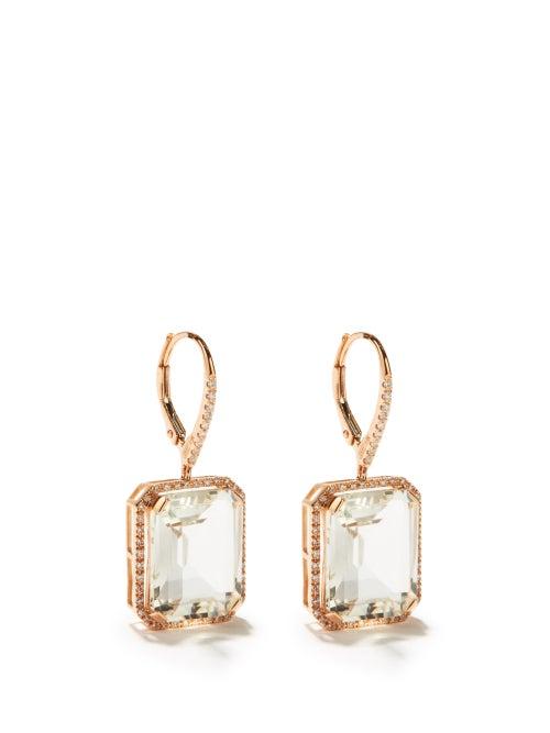 Ladies Fine Jewellery Shay - Portrait Diamond, Topaz & 18kt Rose-gold Earrings - Womens - Rose Gold