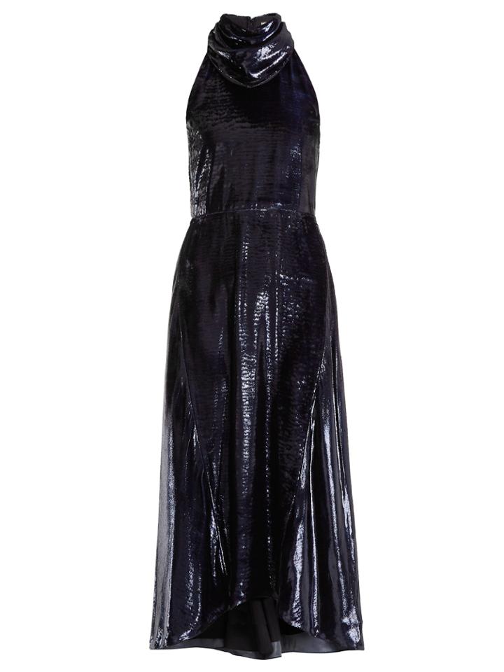 Nina Ricci Halterneck Velvet-lam Dress