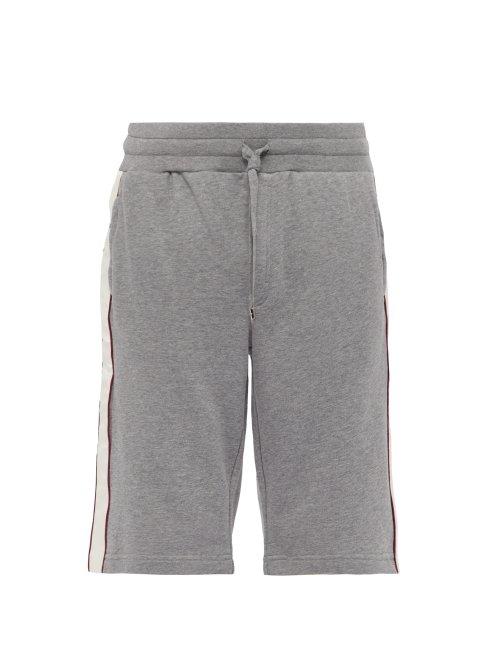 Matchesfashion.com Dolce & Gabbana - Metal Logo Plaque Cotton Jersey Basketball Shorts - Mens - Grey