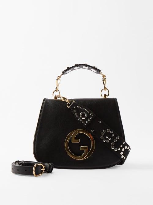 Gucci - Blondie Studded-strap Leather Cross-body Bag - Womens - Black