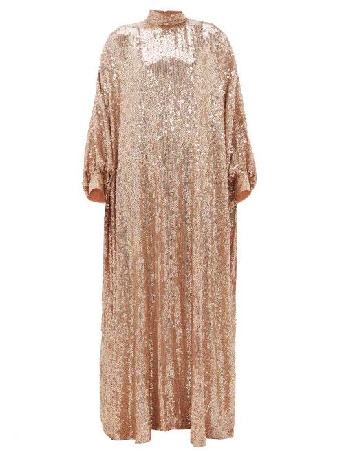 Matchesfashion.com Ashish - Sheela High-neck Sequinned-georgette Tent Dress - Womens - Nude