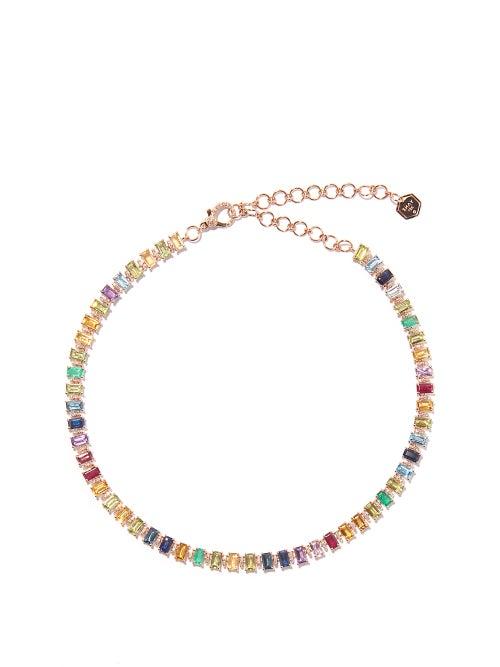 Shay - Rainbow Eternity Sapphire & 18kt Rose-gold Choker - Womens - Rose Gold