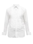 Mens Rtw Tom Ford - Pleated Bib-front Cotton-poplin Tuxedo Shirt - Mens - White