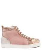 Christian Louboutin Lou Stud-embellished Suede High-top Trainers