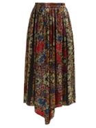 Matchesfashion.com By Walid - Margot Floral Print Silk Midi Skirt - Womens - Black Print