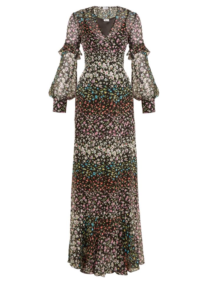 Raquel Diniz Aurora Floral-print Silk-georgette Wrap Gown