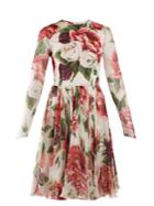 Dolce & Gabbana Peony And Rose-print Chiffon Mini Dress