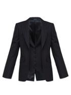 Matchesfashion.com Alexander Mcqueen - Double Layer Single Breasted Pinstripe Wool Blazer - Mens - Navy