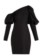 Matchesfashion.com Osman - Gaelle One Shoulder Twill Dress - Womens - Black