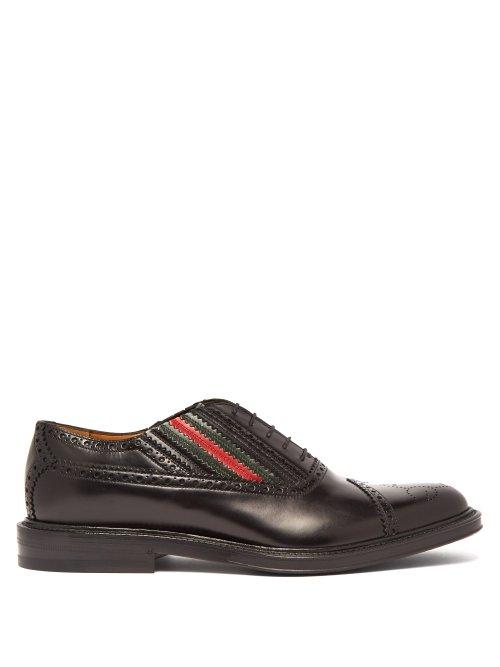Matchesfashion.com Gucci - Chuck Perforated Gg Leather Brogues - Mens - Black Multi