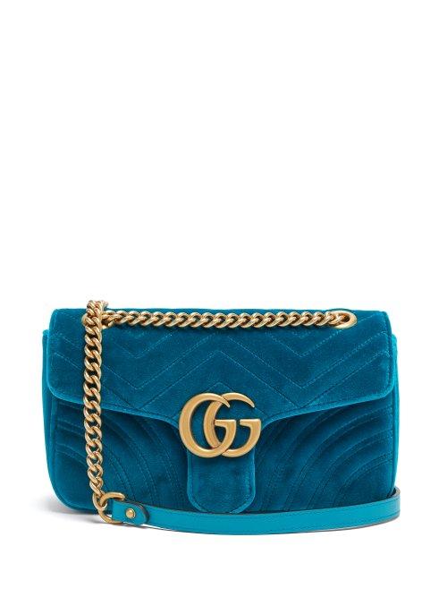 Matchesfashion.com Gucci - Gg Marmont Small Quilted Velvet Shoulder Bag - Womens - Green