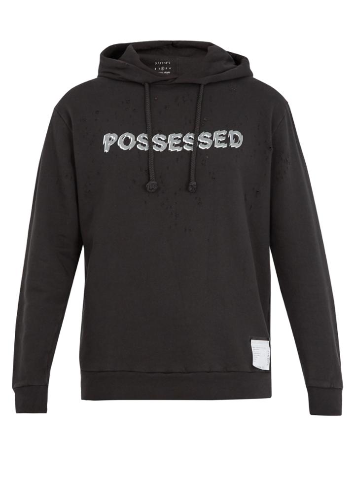 Satisfy Possessed Distressed Hooded Cotton Sweatshirt
