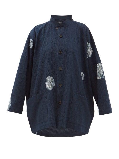 Matchesfashion.com Eskandar - Scattered Disc Shibori-dyed Cotton Jacket - Womens - Navy White