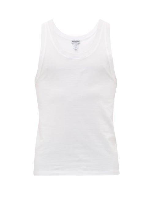 Matchesfashion.com Dolce & Gabbana - Pack Of Two Logo-label Stretch-cotton Vests - Mens - White